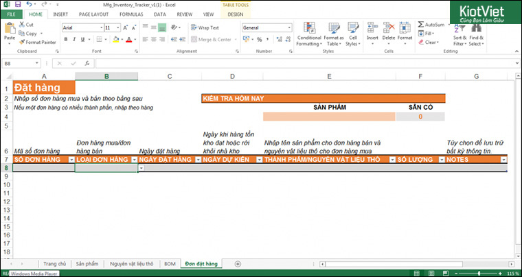 Quản lý đơn hàng bằng Excel