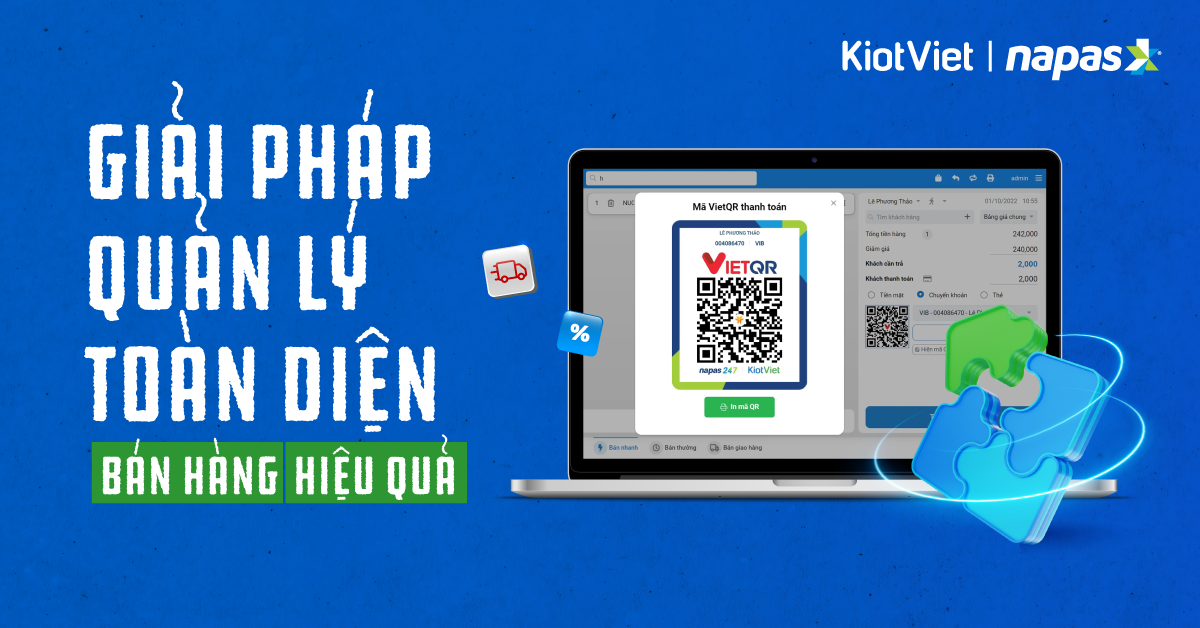 Thêm phương thức thanh toán VietQR, KiotViet hoàn thiện trọn bộ giải pháp quản lý bán hàng hiệu quả