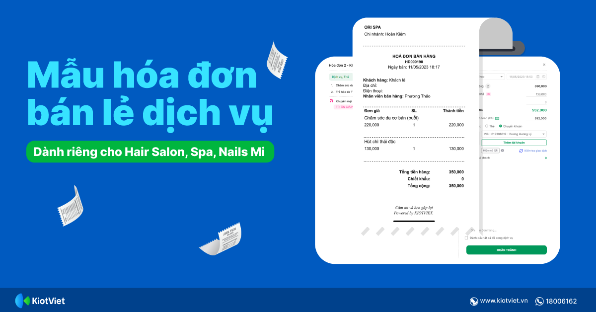 Mẫu hóa đơn bán lẻ chi tiết nhất cho spa, thẩm mỹ viện, salon tóc cập nhật 2023
