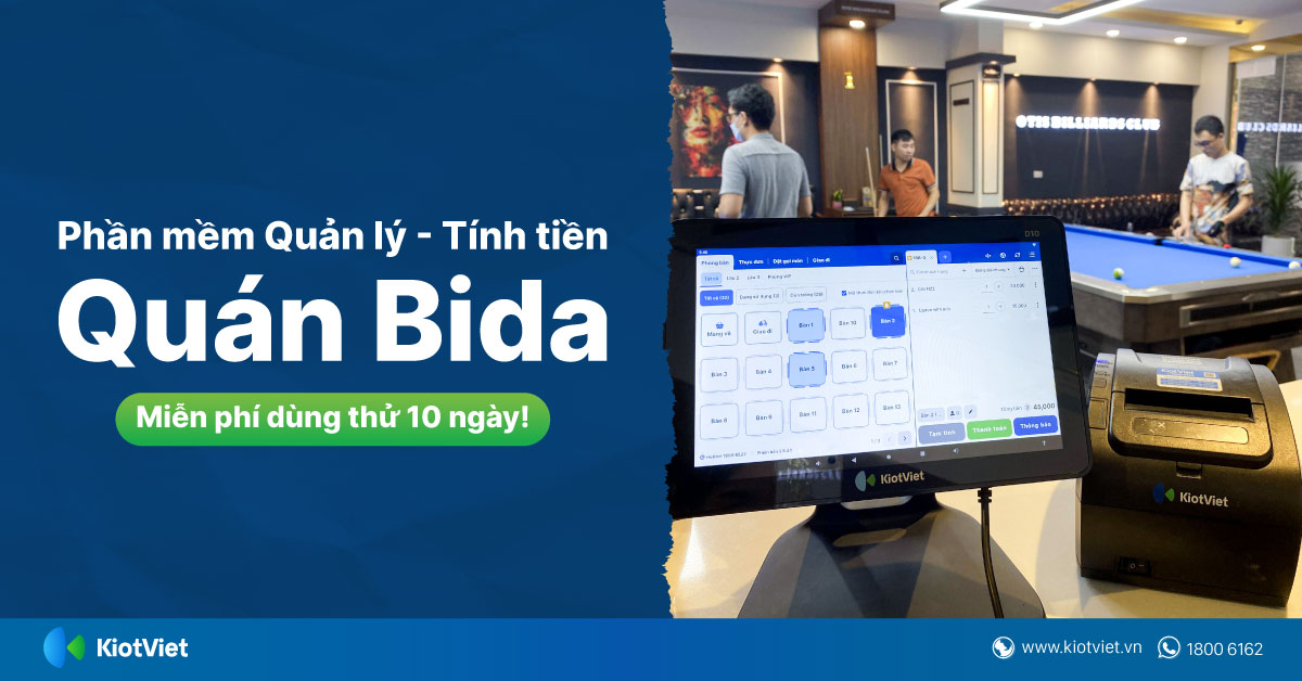 Phần mềm quản lý, tính tiền quán Bida - Miễn phí dùng thử 10 ngày!