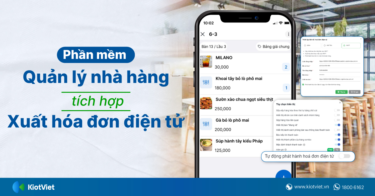 Phần mềm quản lý nhà hàng tích hợp xuất hóa đơn điện tử