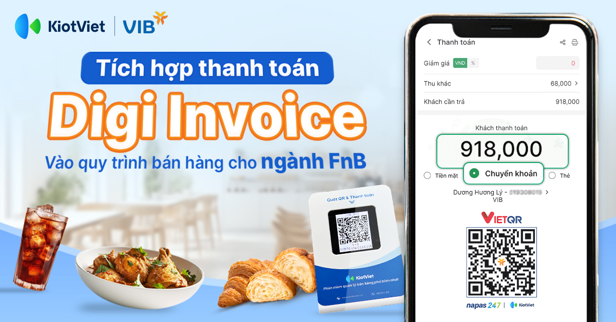 Tích hợp thanh toán Digi Invoice vào quy trình bán hàng cho ngành F&B