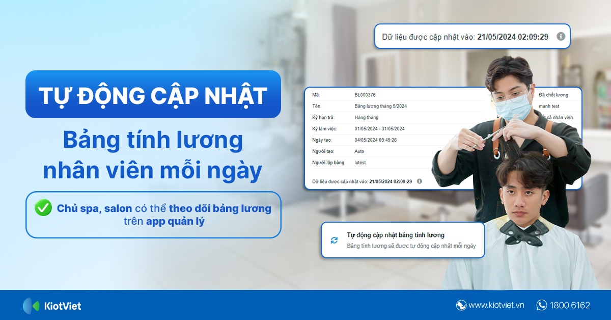 Tự động cập nhật bảng tính lương mỗi ngày trên phần mềm quản lý spa/ salon: Đảm bảo tính minh bạch, chính xác