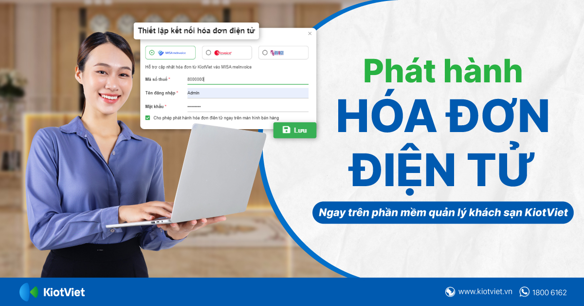 Phát hành hóa đơn điện tử ngay trên phần mềm quản lý khách sạn KiotViet