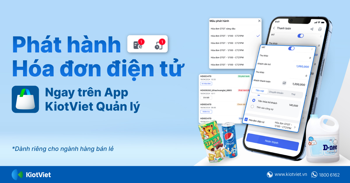 Phát hành hóa đơn điện tử ngay trên điện thoại với App KiotViet quản lý 