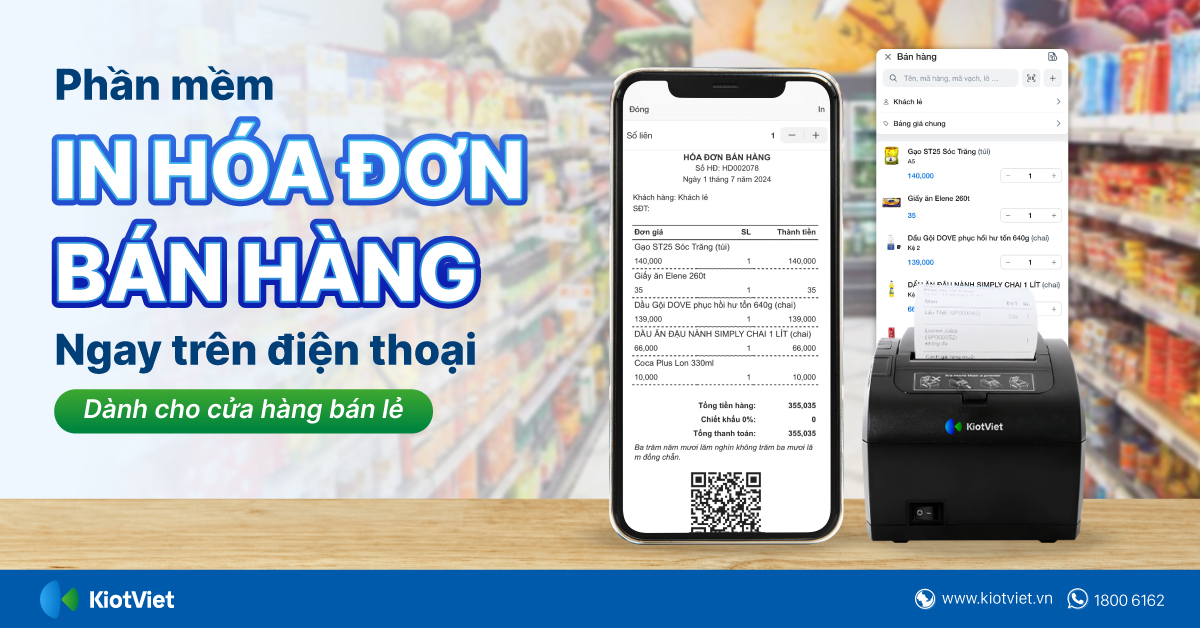 Phần mềm in hóa đơn trên điện thoại tiện lợi dành cho cửa hàng bán lẻ