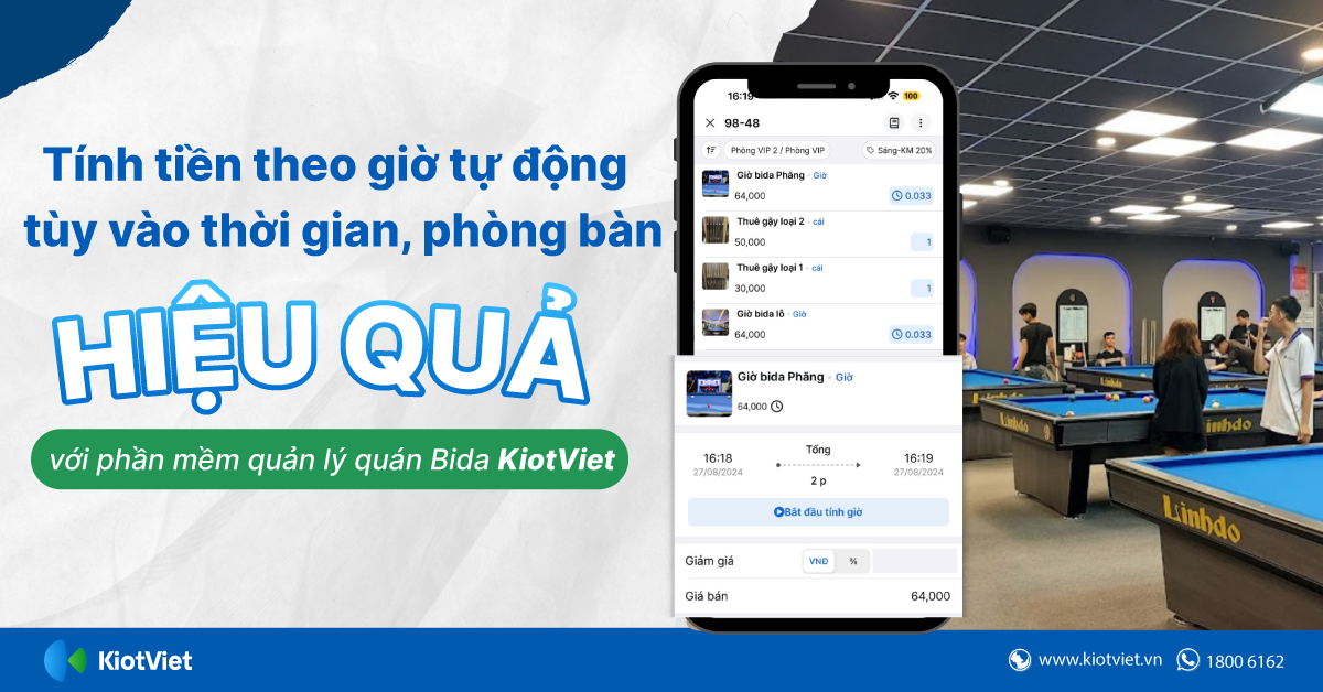 Tối ưu hóa quản lý thời gian với tính năng tính tiền theo giờ tự động và thông minh trên phần mềm quản lý quán bida