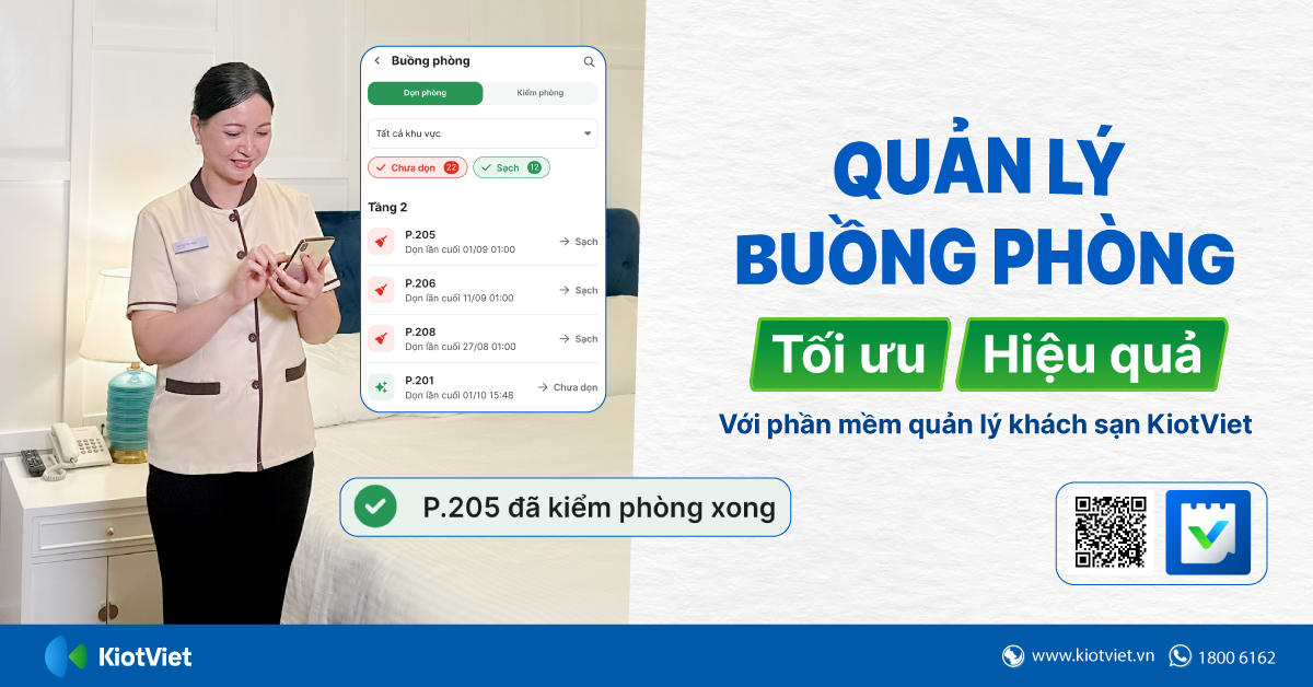 Quản lý buồng phòng khách sạn, nhà nghỉ hiệu quả, tối ưu hơn với KiotViet