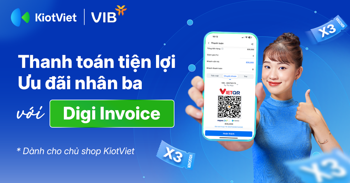 Thanh toán tiện lợi, ưu đãi nhân ba với Digi Invoice dành cho chủ shop KiotViet