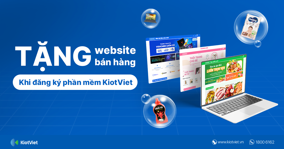 Tặng website bán hàng khi đăng ký phần mềm KiotViet