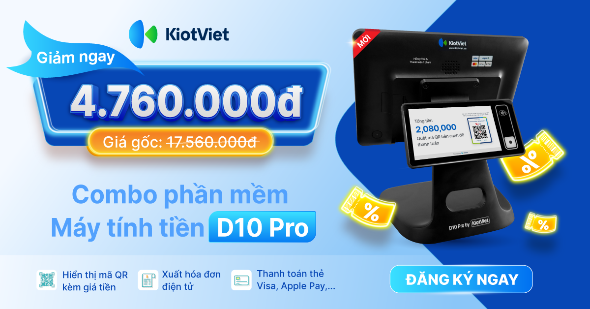 Giảm ngay 4.760.000đ khi mua combo 3 năm phần mềm & máy POS D10 Pro