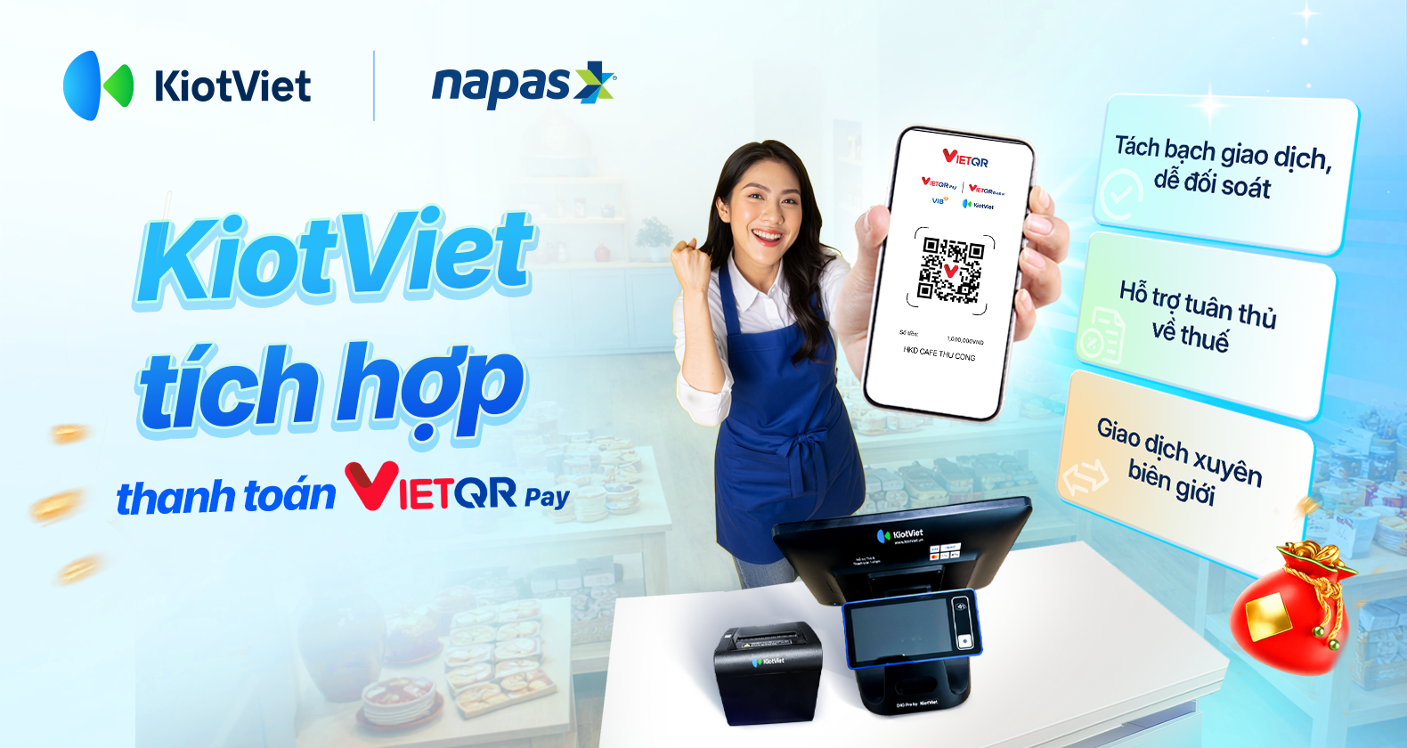 KiotViet tích hợp thanh toán VietQRPay: Một mã QR - Vạn tiện ích