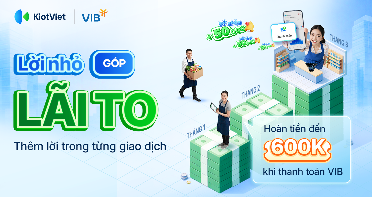 Lời nhỏ góp lãi to: Hoàn tiền đến 600.000 đồng khi thanh toán QR VIB