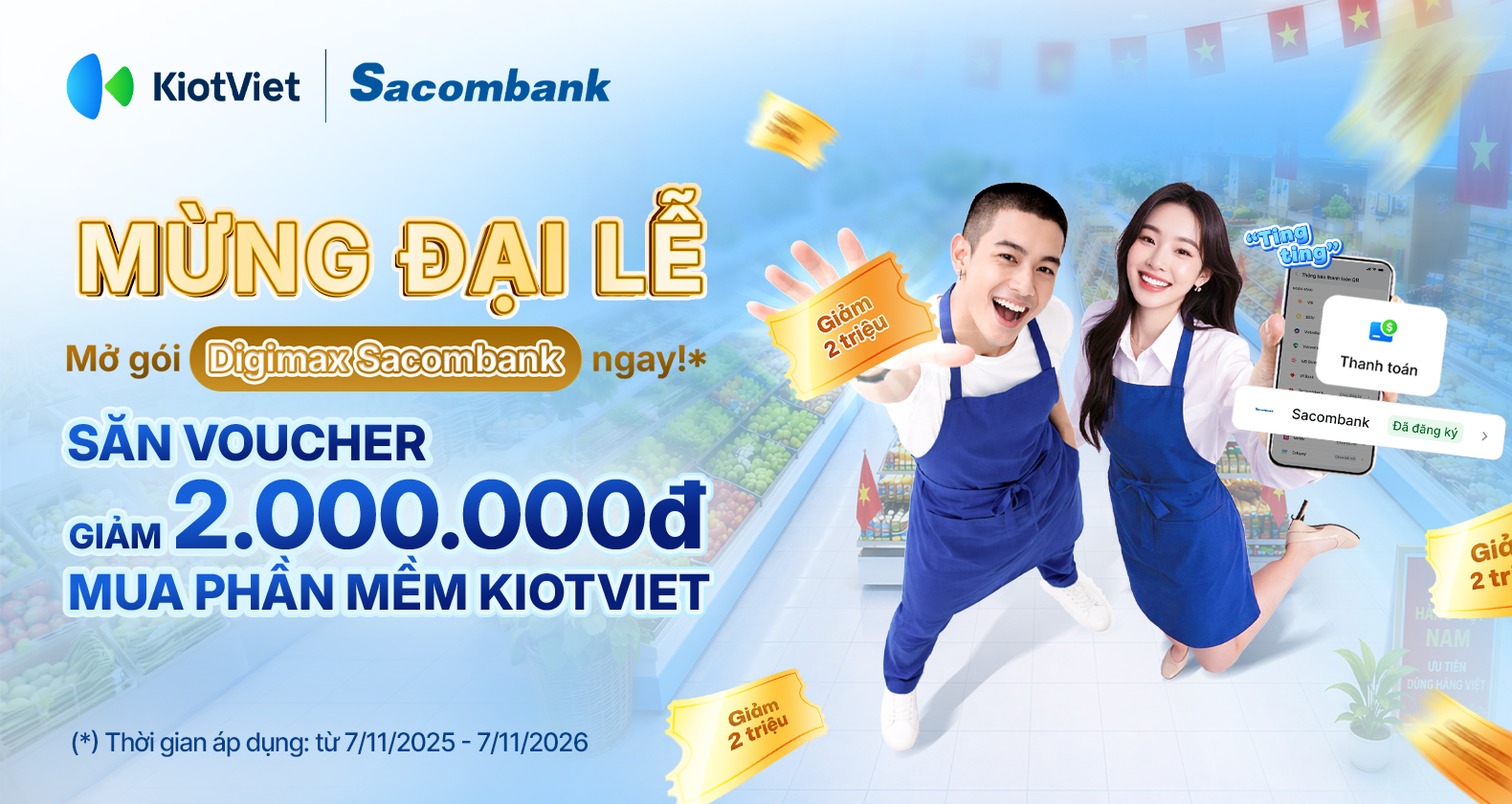 Mừng đại lễ, giảm 2.000.000 đồng khi mua phần mềm KiotViet