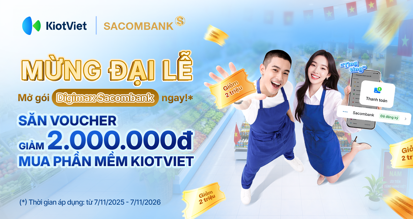 Mừng đại lễ, giảm 2.000.000 đồng khi mua phần mềm KiotViet