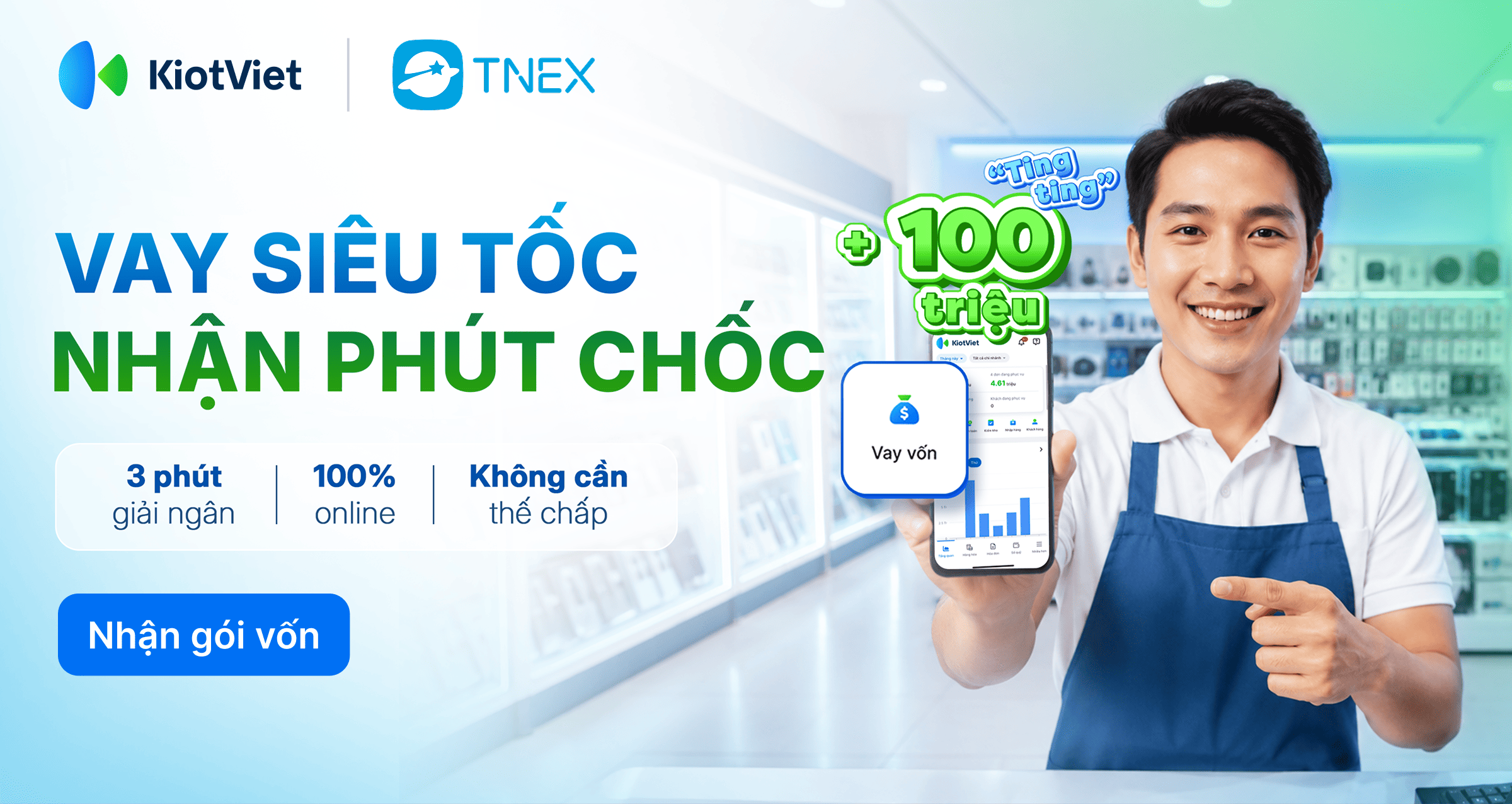 Xoay vốn linh hoạt mùa cao điểm với vay tín chấp TNEX trên KiotViet