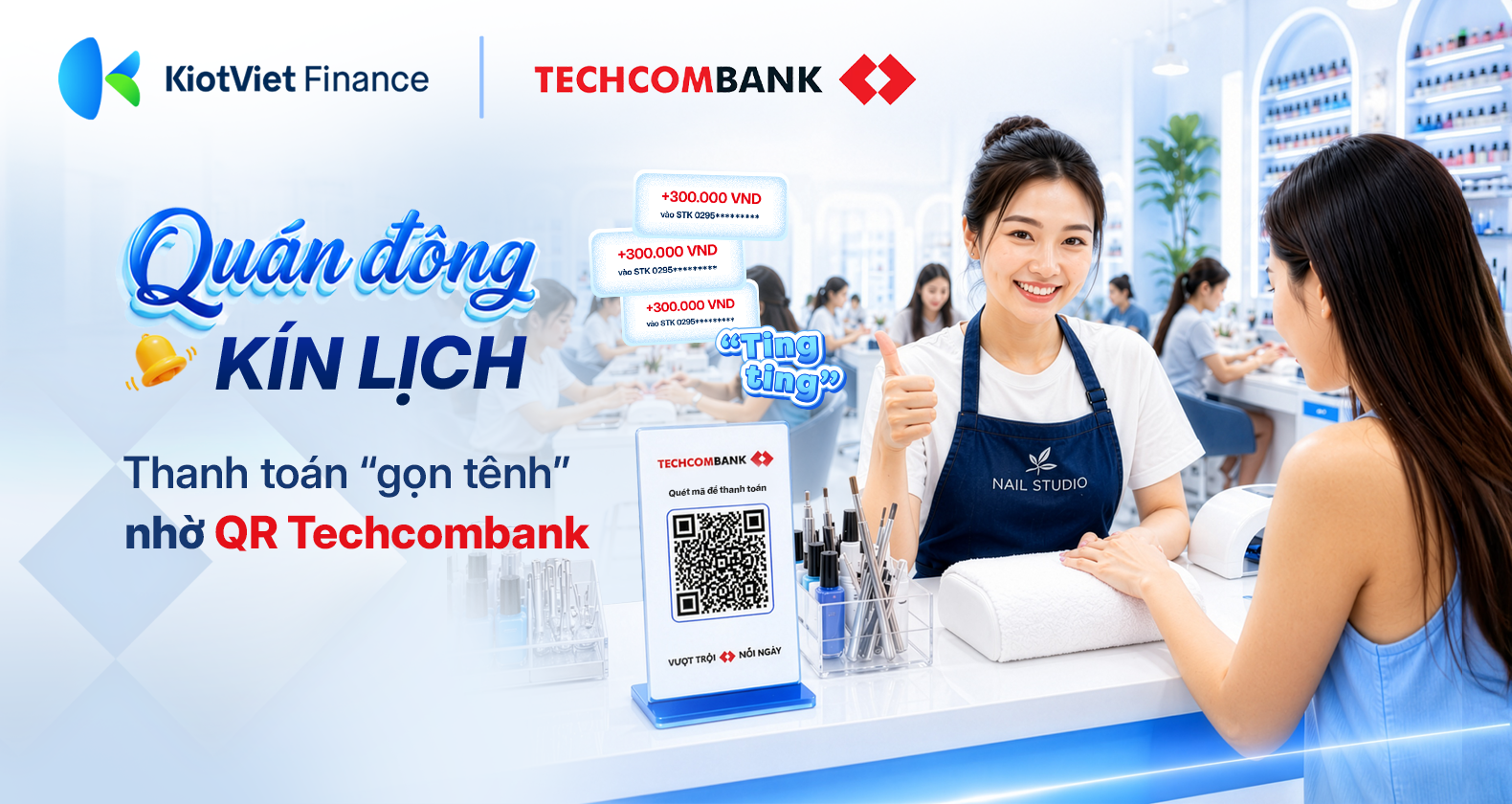 Quán đông kín lịch - Thanh toán gọn tênh nhờ QR Techcombank